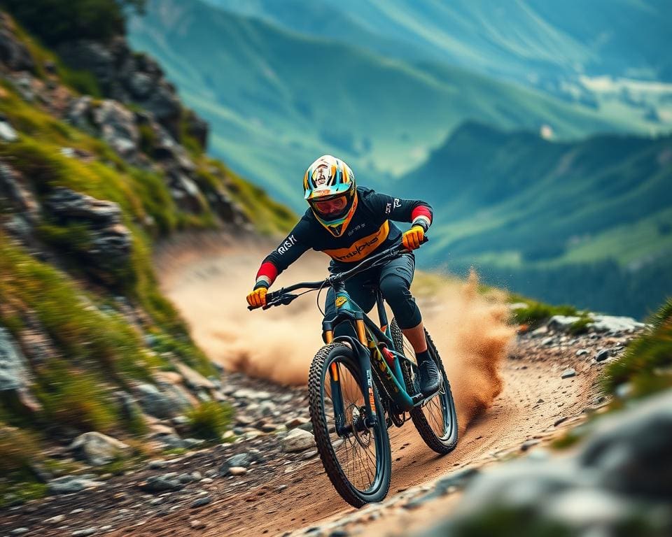 Adrenalin und Geschwindigkeit im Downhill-Rennen