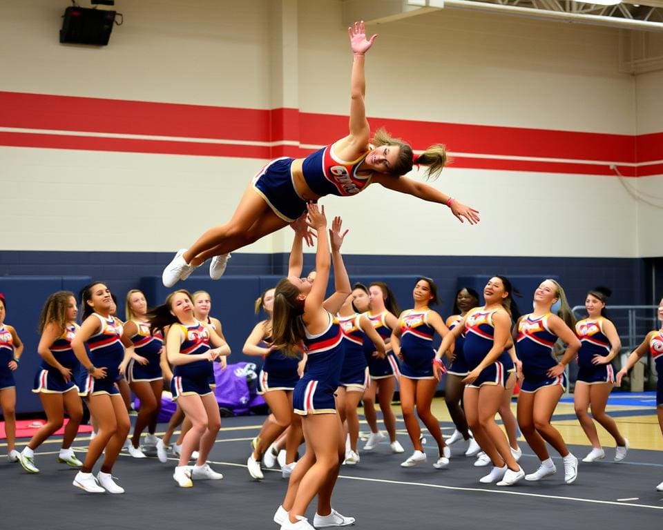 Akrobatik im Cheerleader-Training