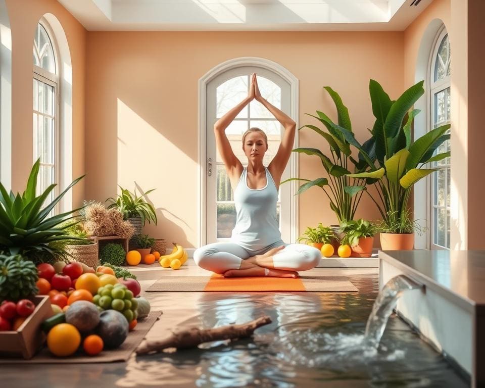 Gesunde Ernährung und Yoga für Balance und Wohlbefinden