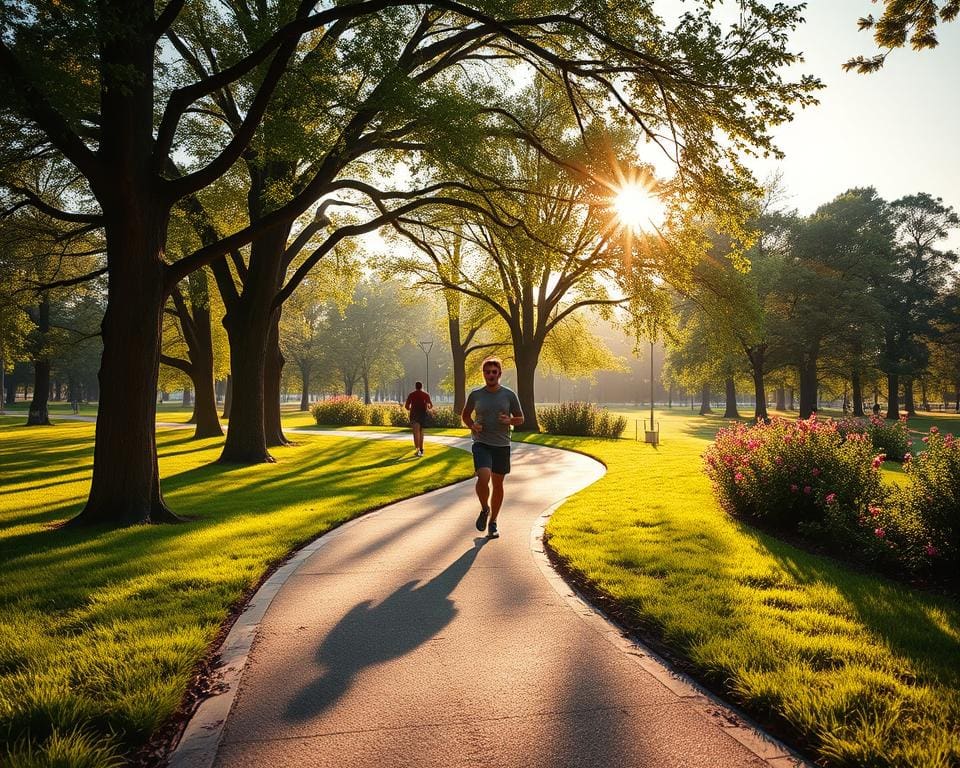 Joggen im Park für einen aktiven, gesunden Start