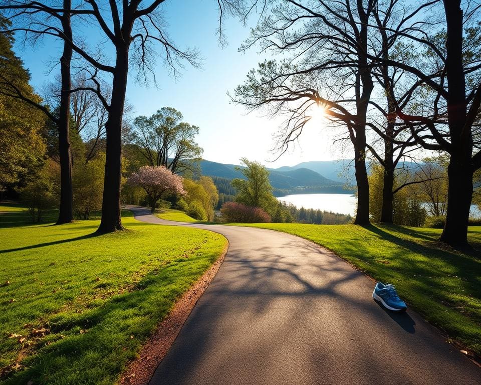 Joggen im Park für einen gesunden Start in den Tag