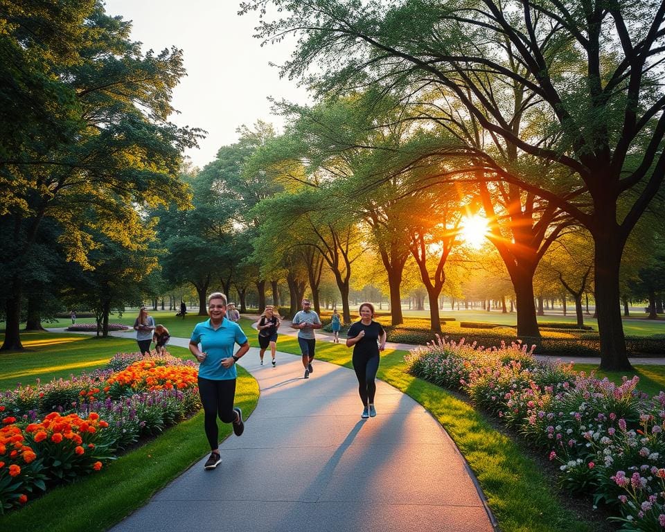 Joggen im Park für mehr Fitness und Wohlbefinden