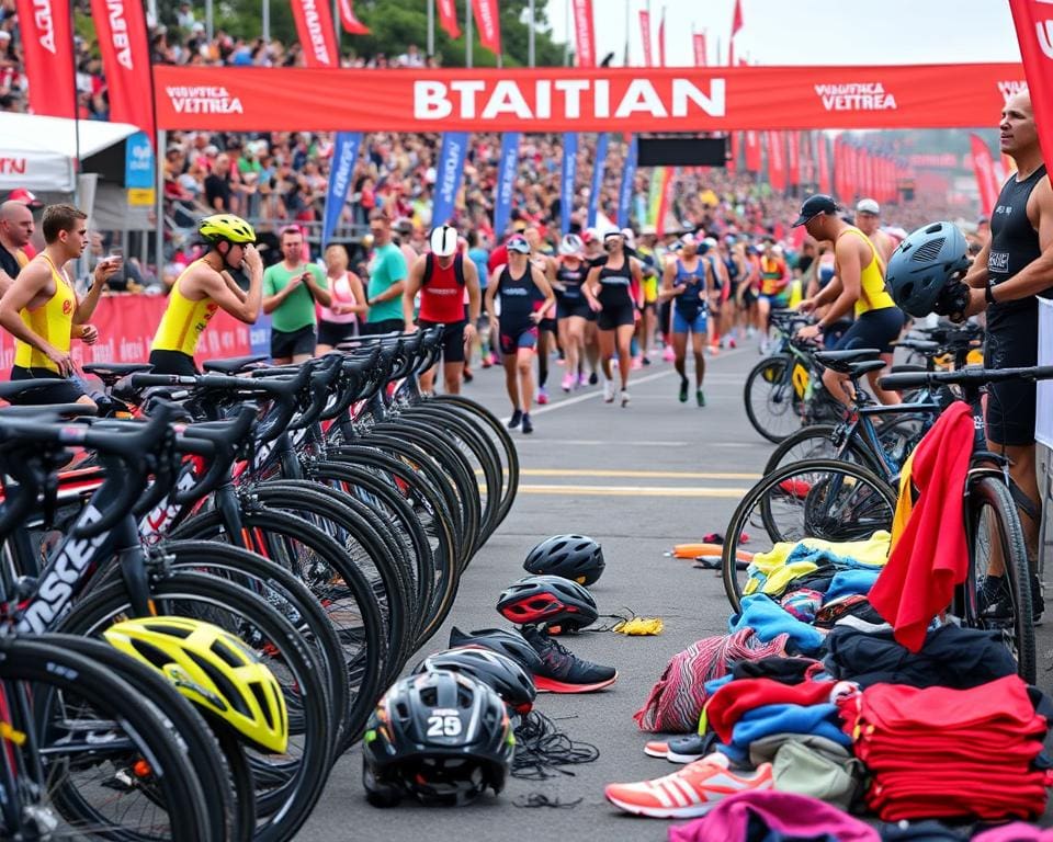 Wechselzone und Triathlon Ausrüstung