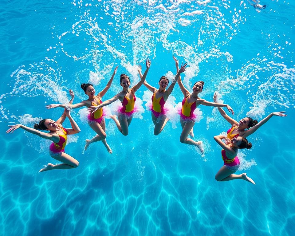 perfekte Choreographie im Synchronschwimmen