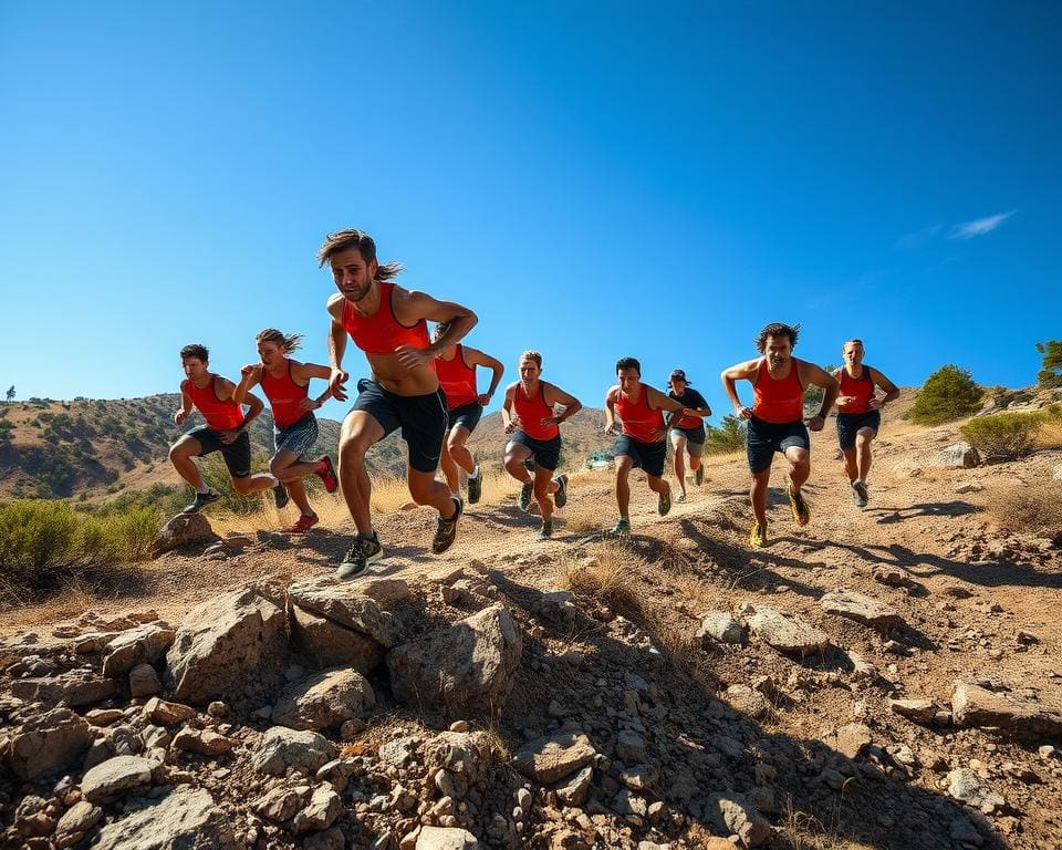 Crosslauf Ausdauer und Krafttraining durch unebene Terrain